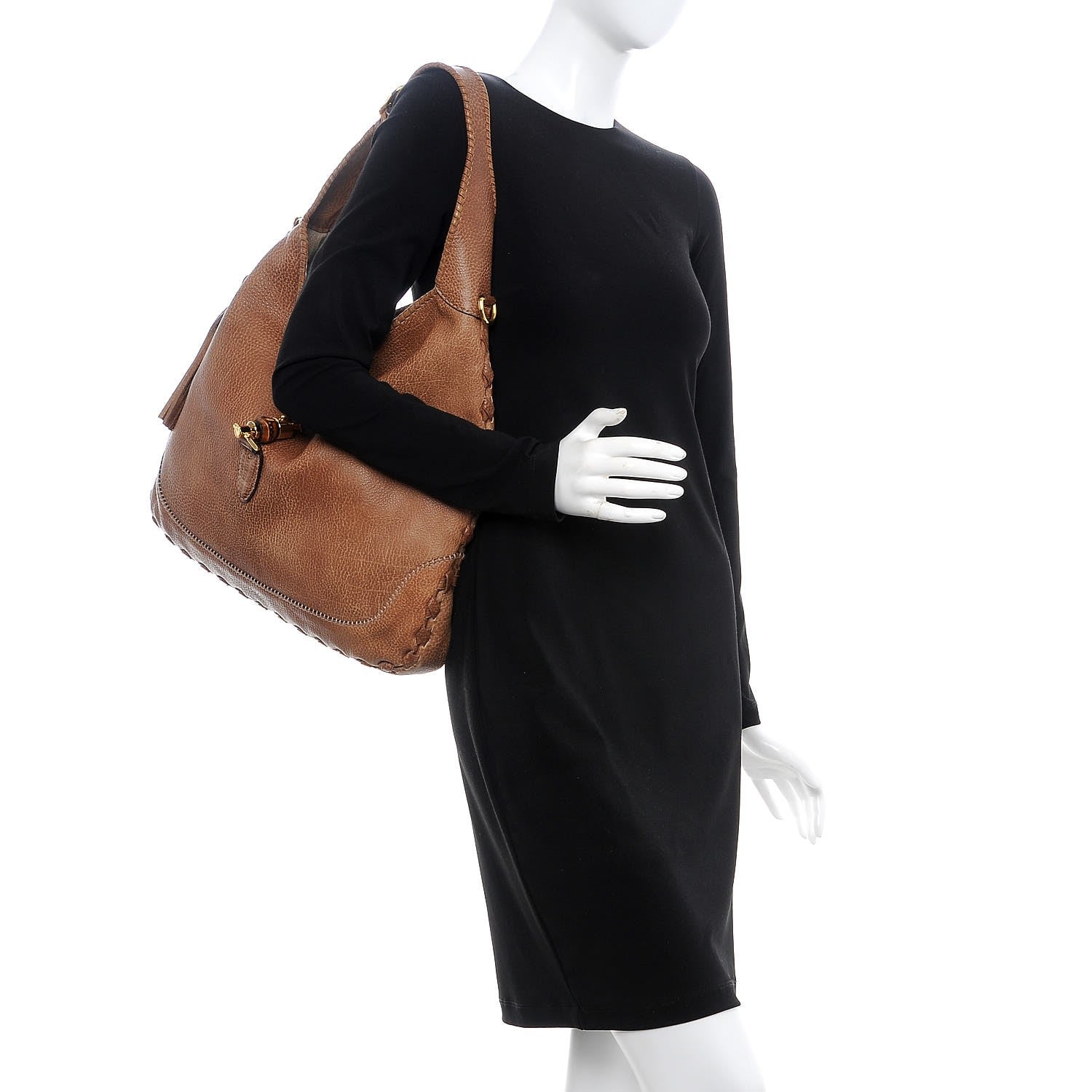 Gucci Pebbled Calfskin Large New Jackie Shoulder Bag Maple Brown 2 of 9