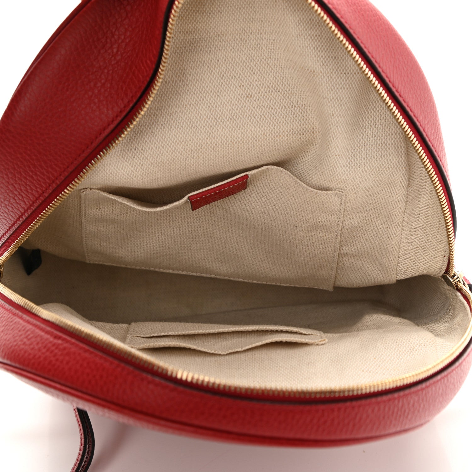 Gucci Pebbled Calfskin Soho Chain Backpack Hibiscus Red 5 of 8