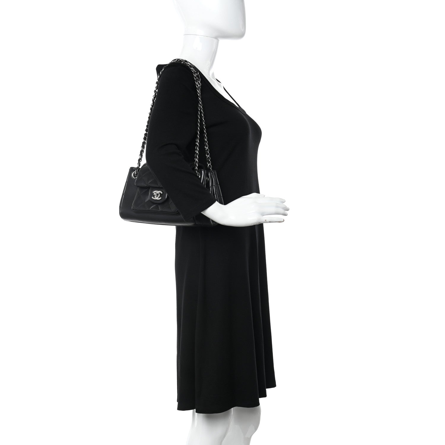 Chanel Lambskin Quilted CC Small Accordion Shopping Bag Black 2 of 12