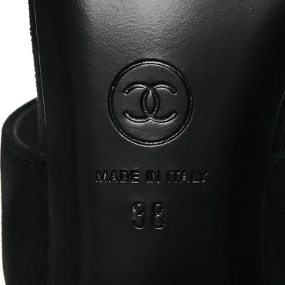 Chanel Suede Kidskin Pearl Sandals 38 Black 7 of 14