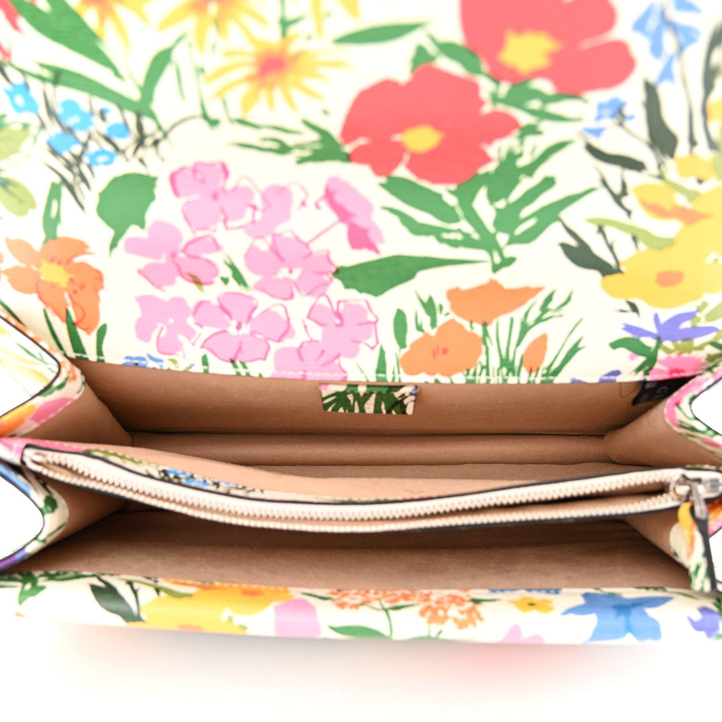 X KEN SCOTT New Shangai Calfskin Jardin D'Avril Floral Print Small Dionysus Shoulder Bag Ivory Pink