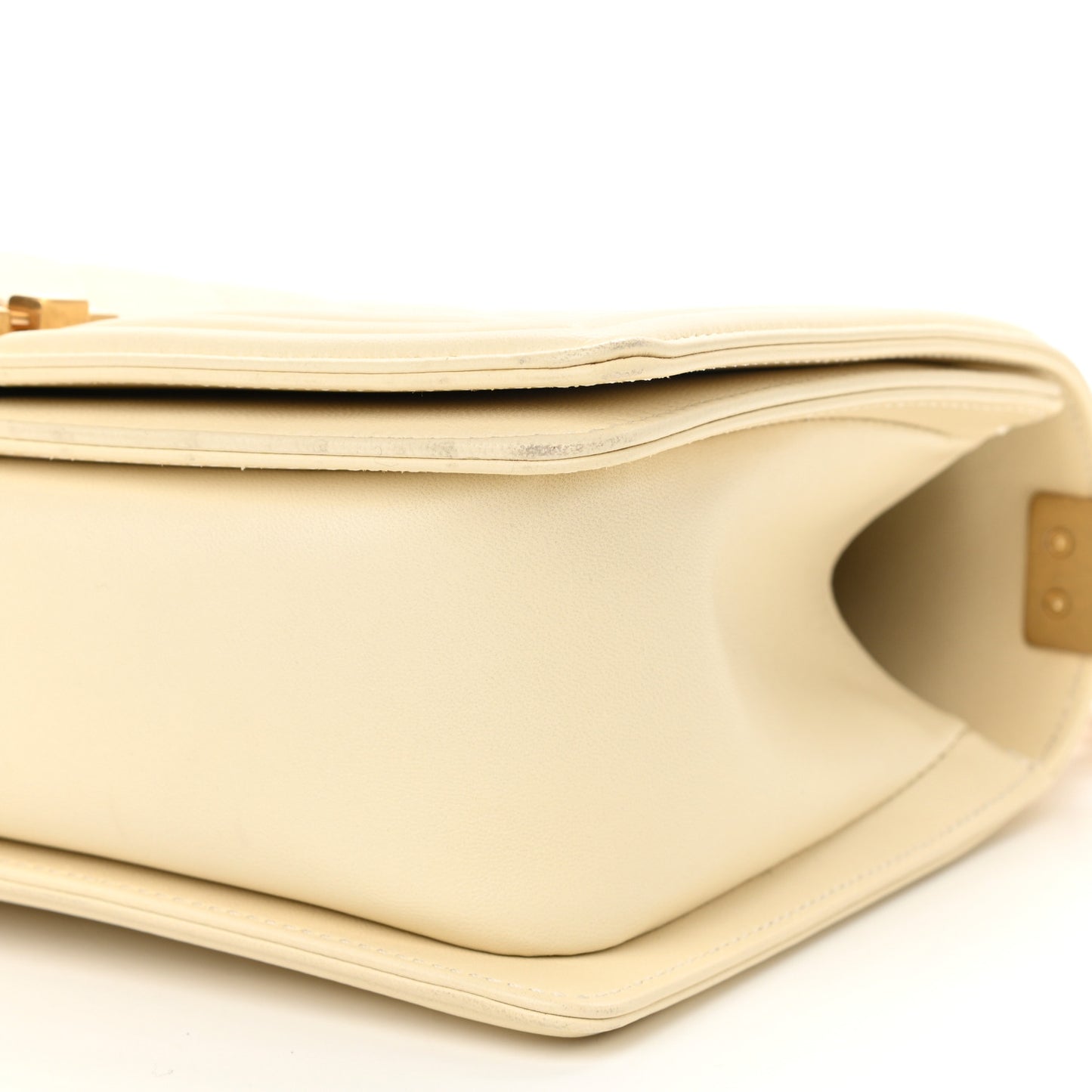 Lambskin Quilted Medium Boy Flap White