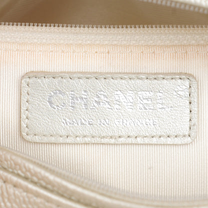 Chanel Metallic Caviar Quilted Small Bowler Pearl 6 of 7