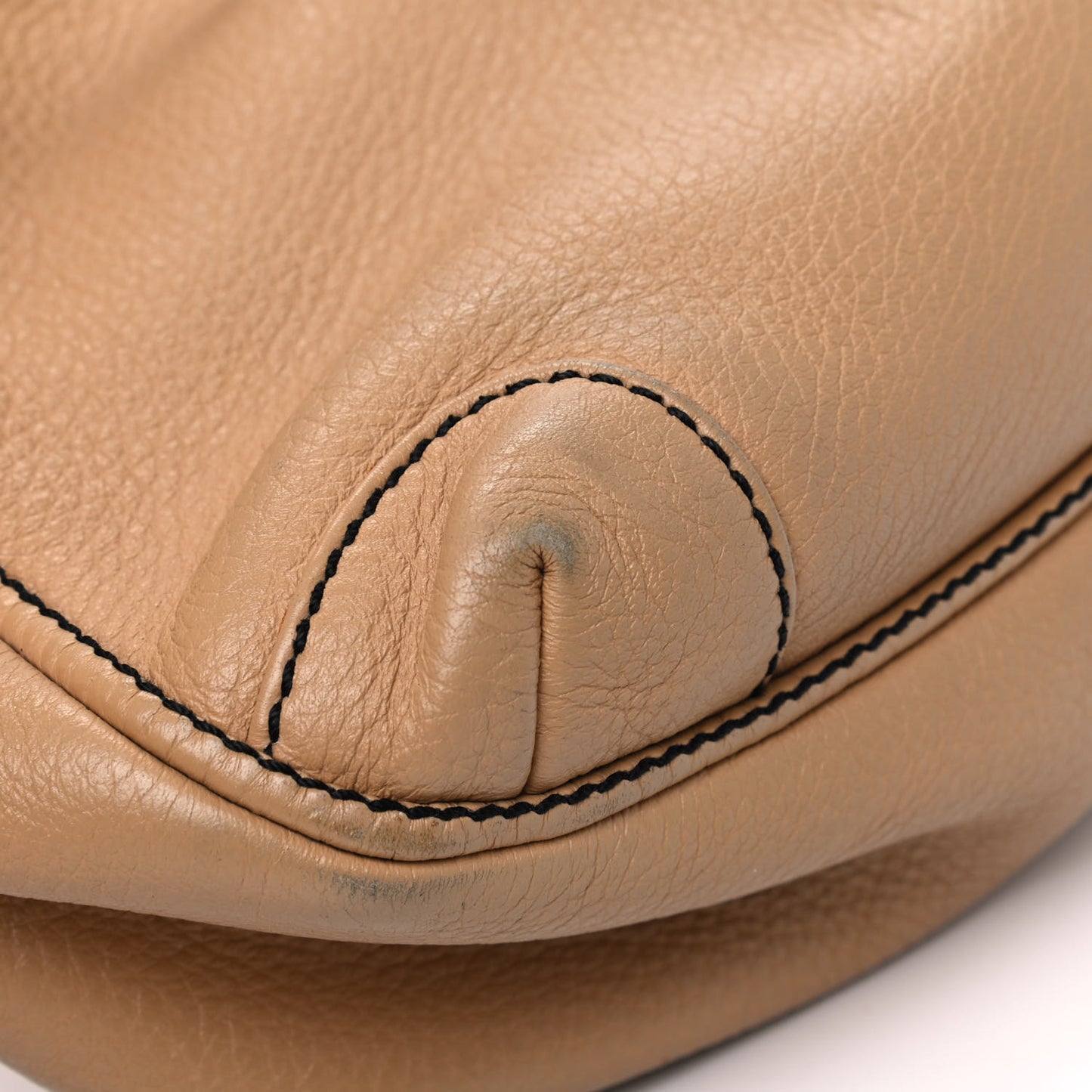 Grained Calfskin Tassel Hobo Beige