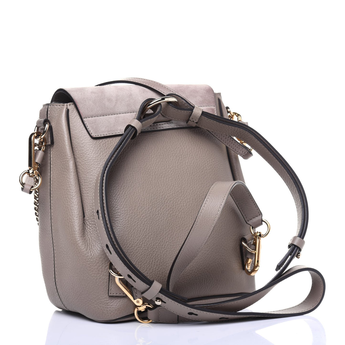 Suede Calfskin Small Faye Backpack Motty Grey