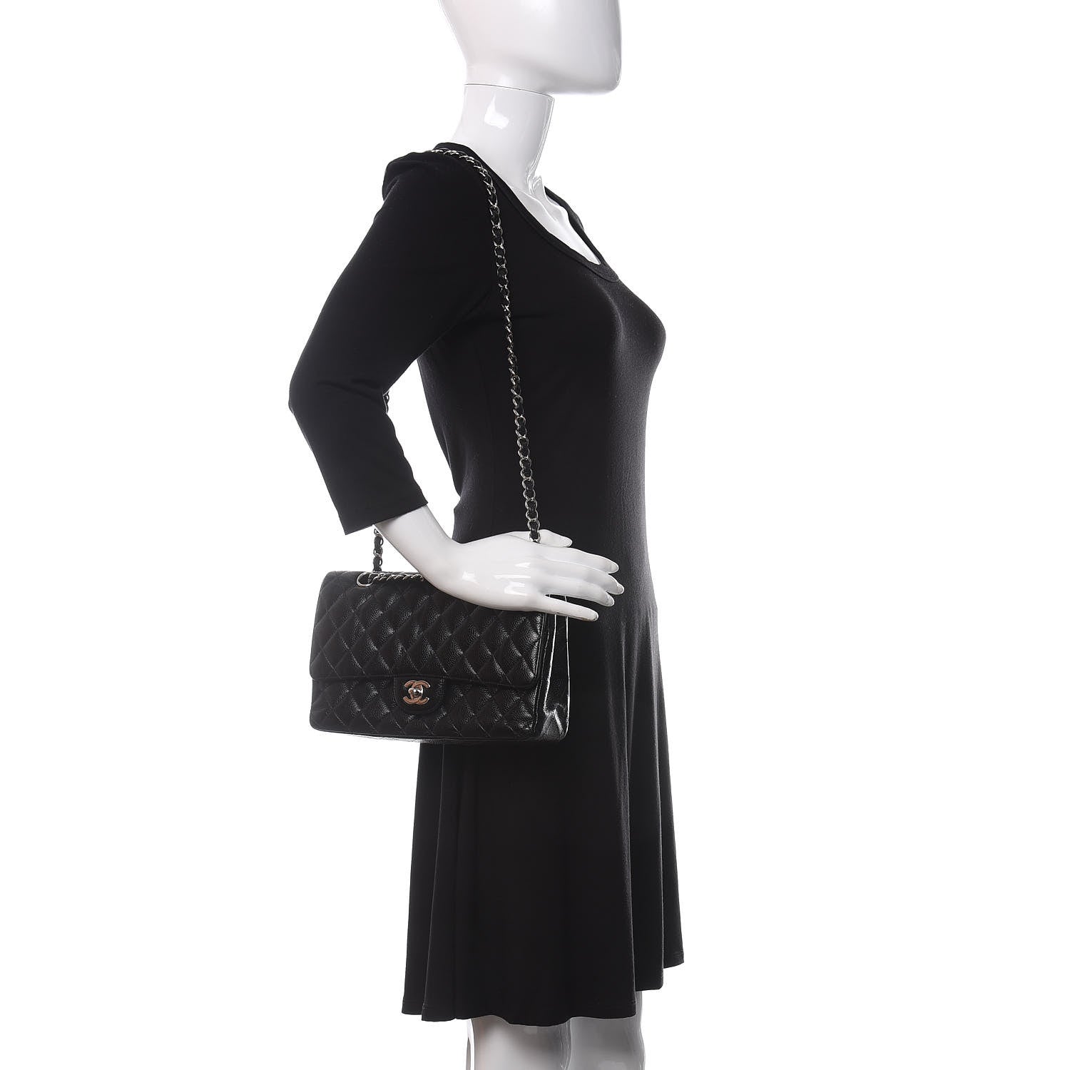 Chanel Caviar Quilted Medium Double Flap Black 2 of 12