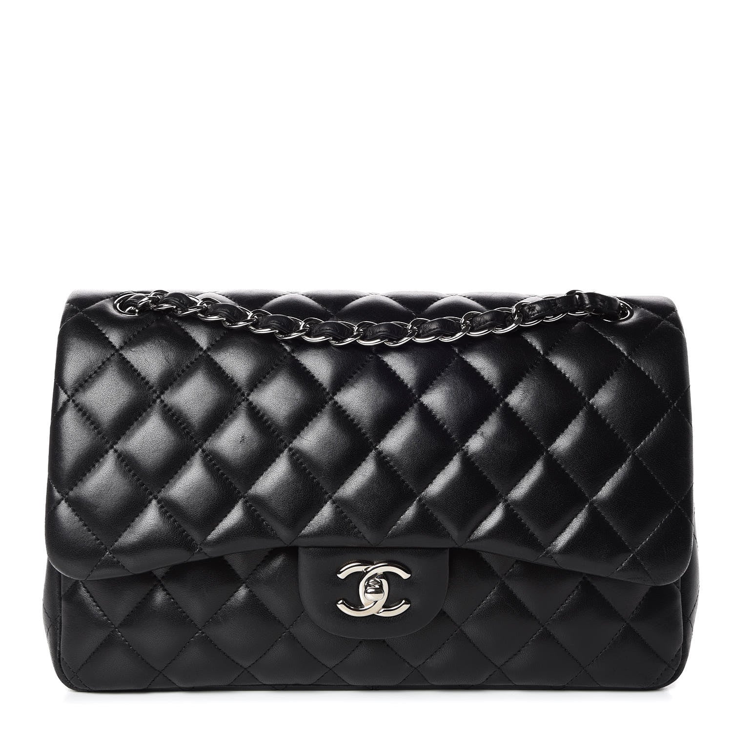 Chanel Lambskin Quilted Jumbo Double Flap Black 1 of 18