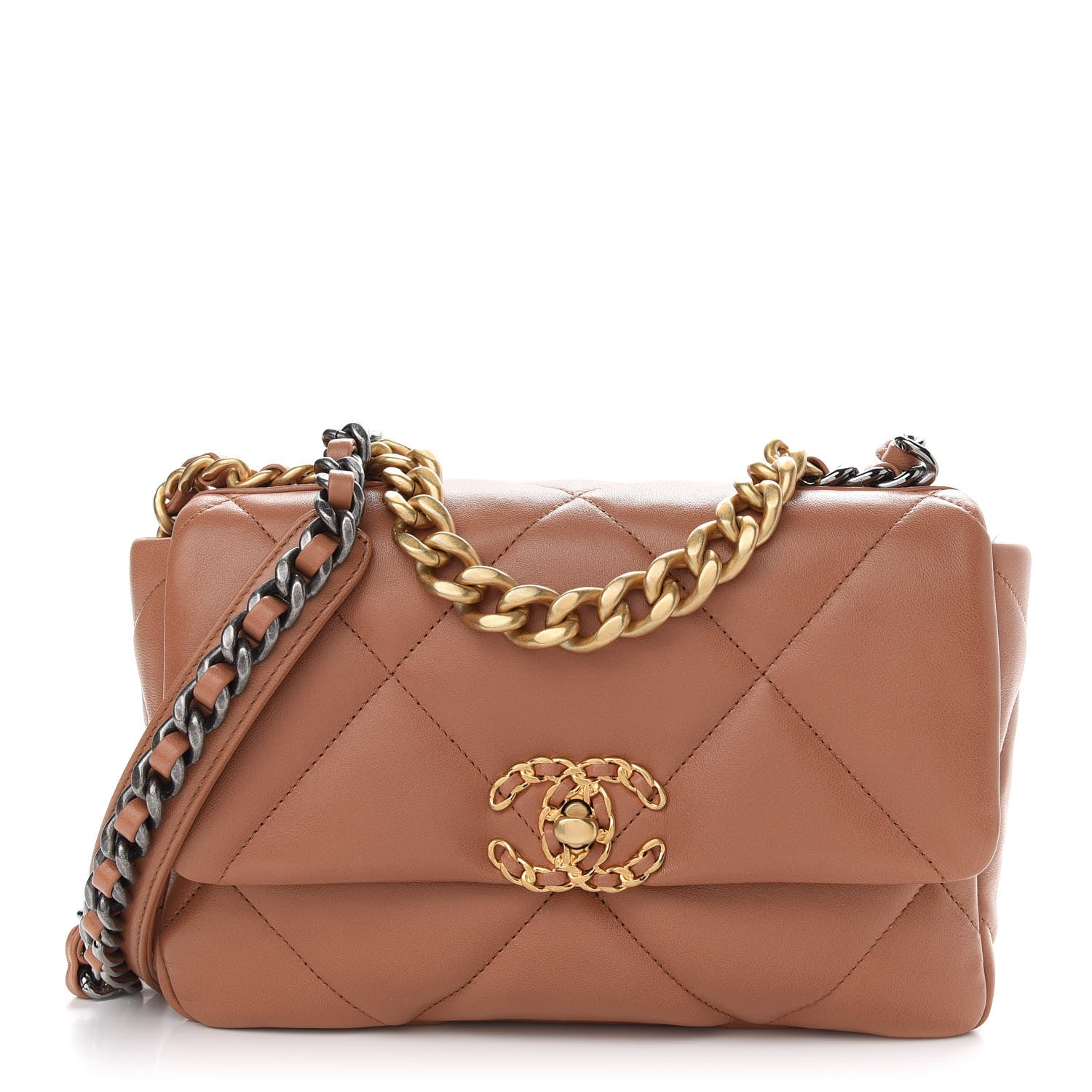 Chanel Lambskin Quilted Medium Chanel 19 Flap Brown 1 of 12