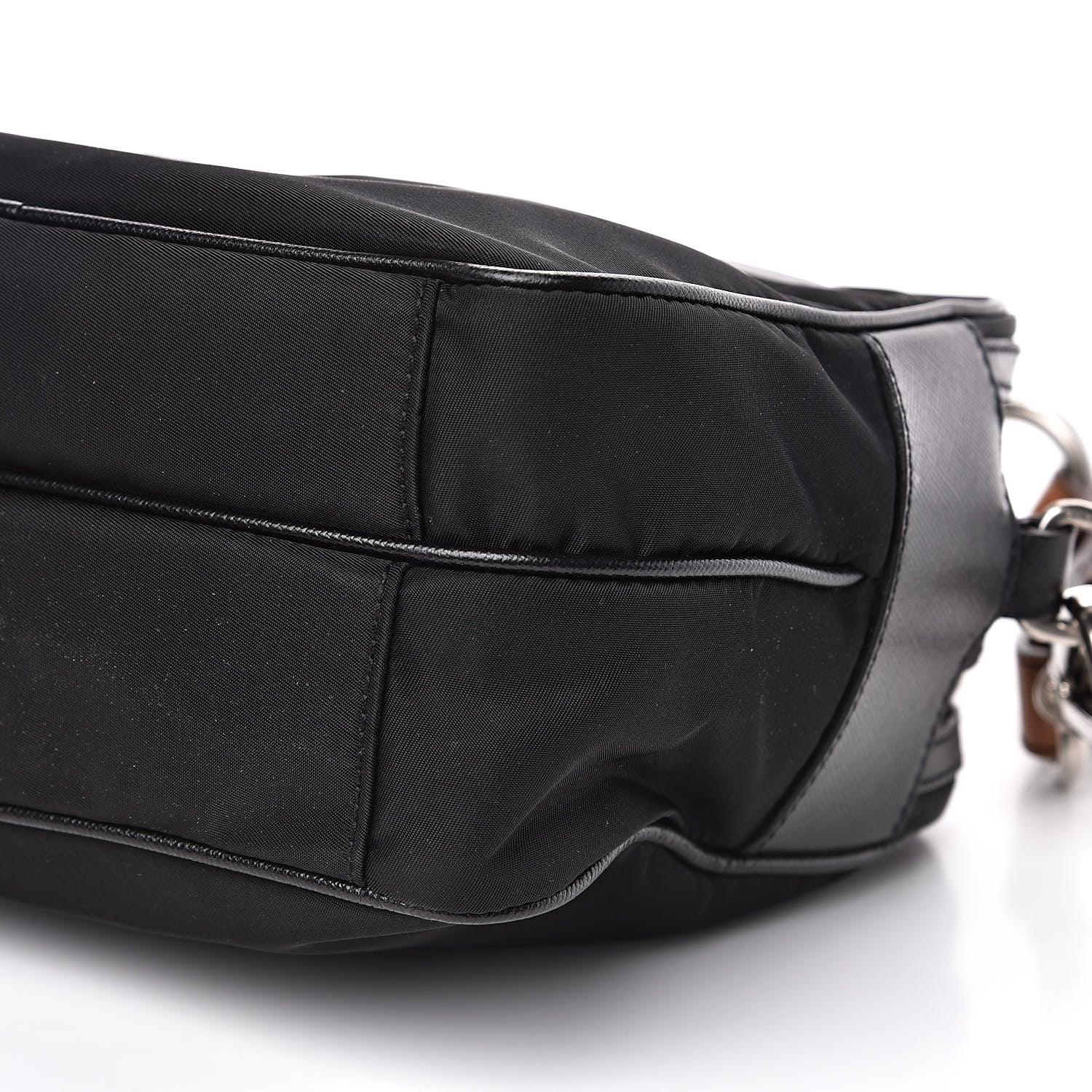 Prada Tessuto Nylon Saffiano Shoulder Bag Black Cuoio 12 of 12