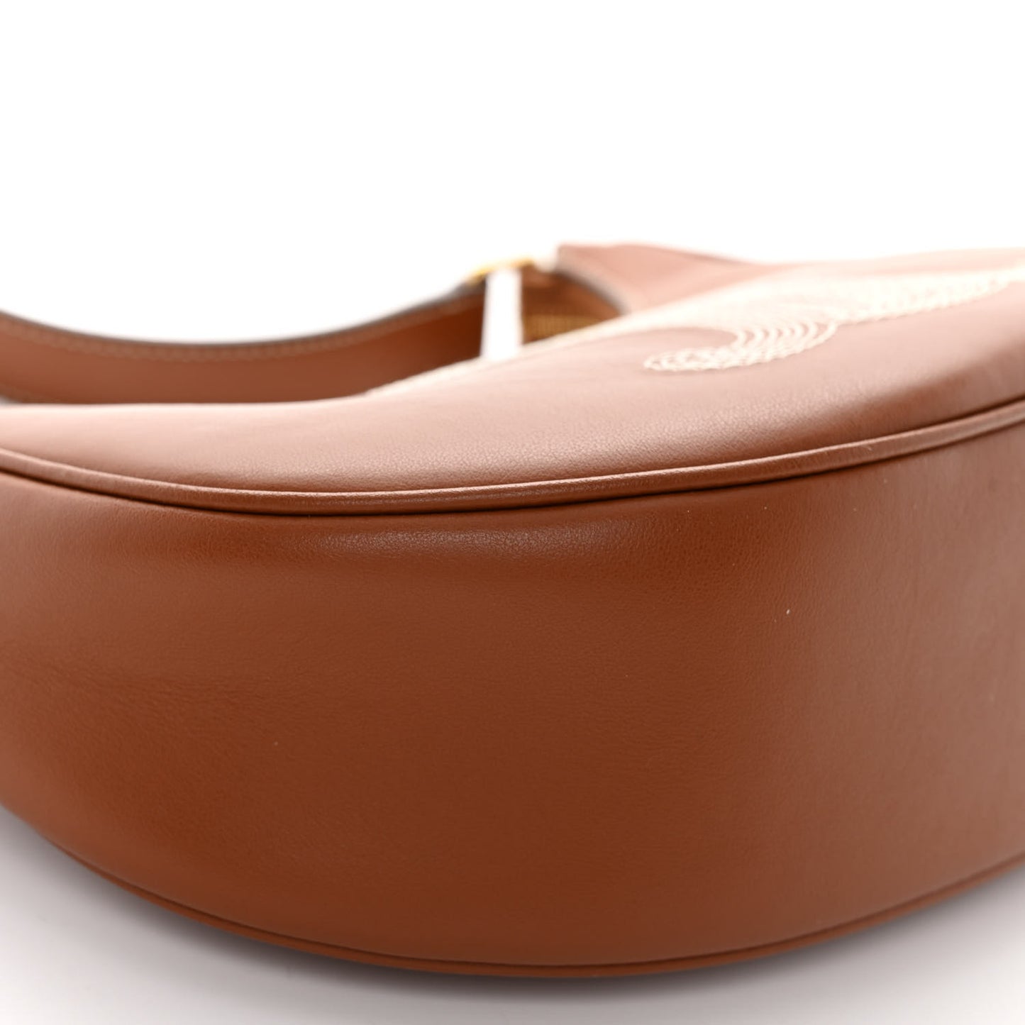 Smooth Calfskin Triomphe Embroidered Ava Shoulder Bag Tan