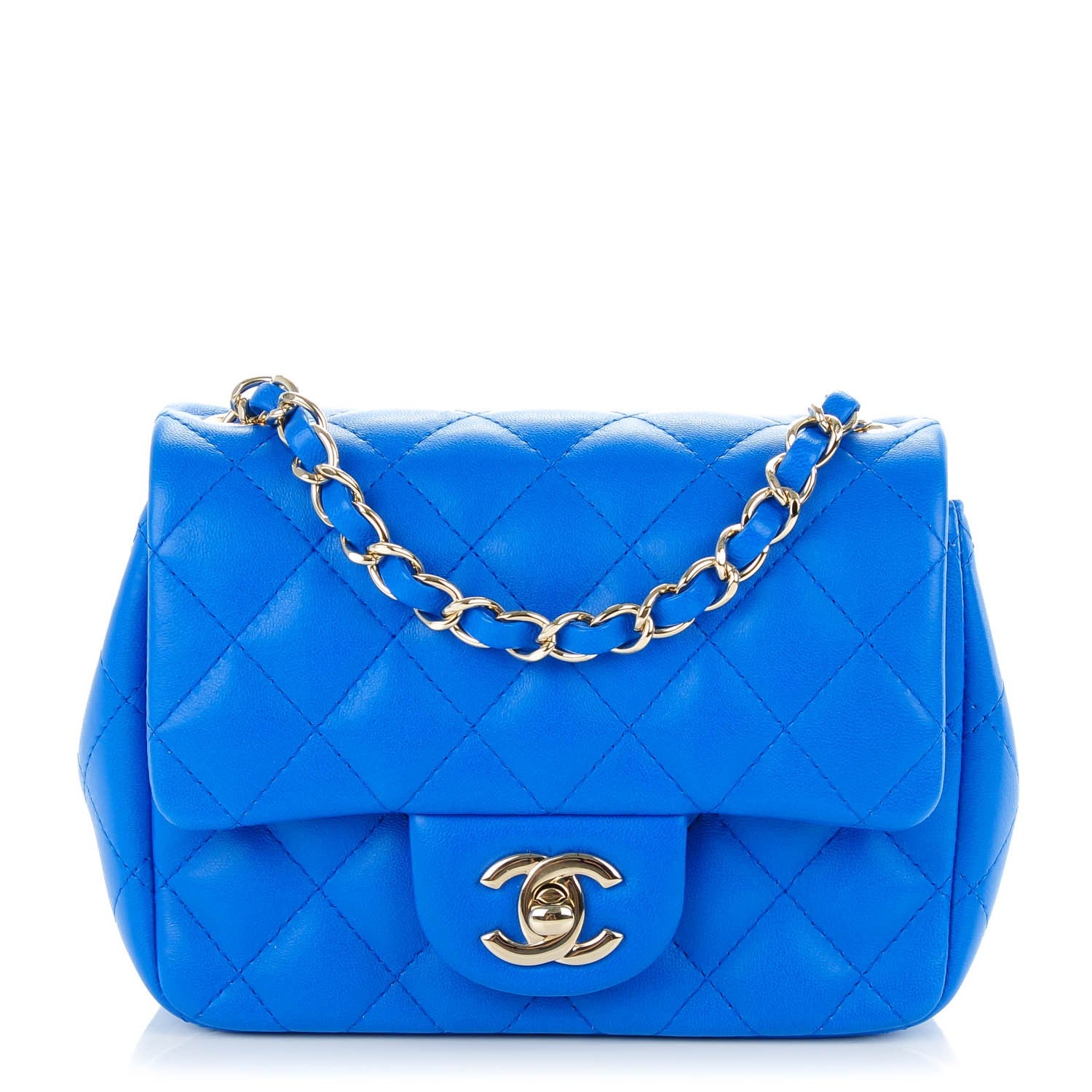 Chanel Lambskin Quilted Mini Square Flap Blue 1 of 8