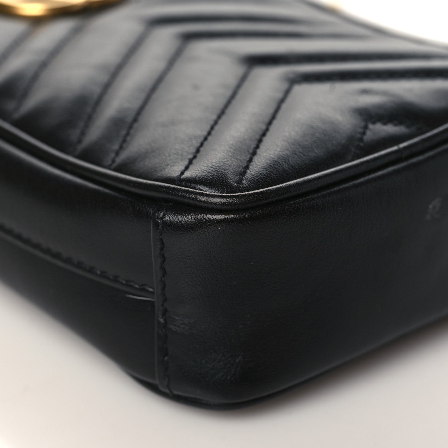 Gucci Calfskin Matelasse Mini GG Marmont Crossbody Bag Black 8 of 11