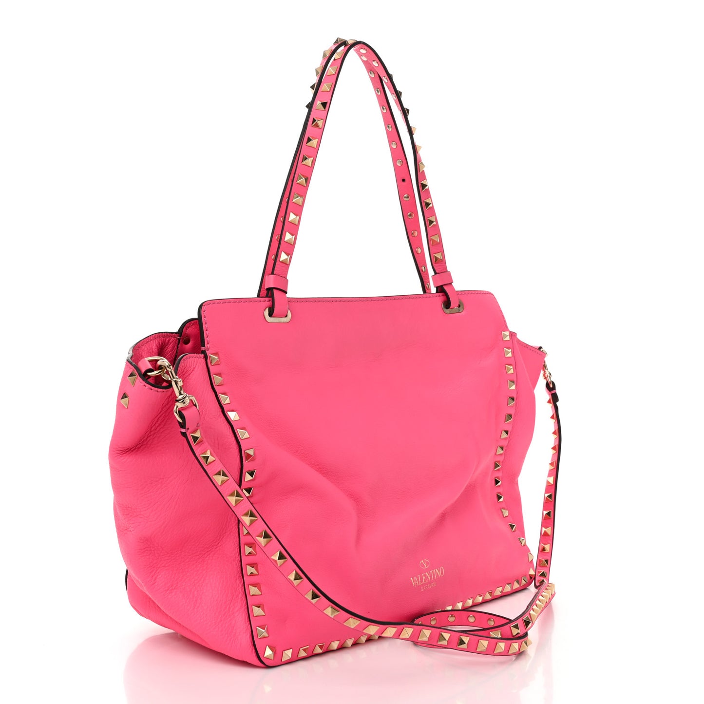 Vitello Medium Rockstud Tote Fuxia Fluo