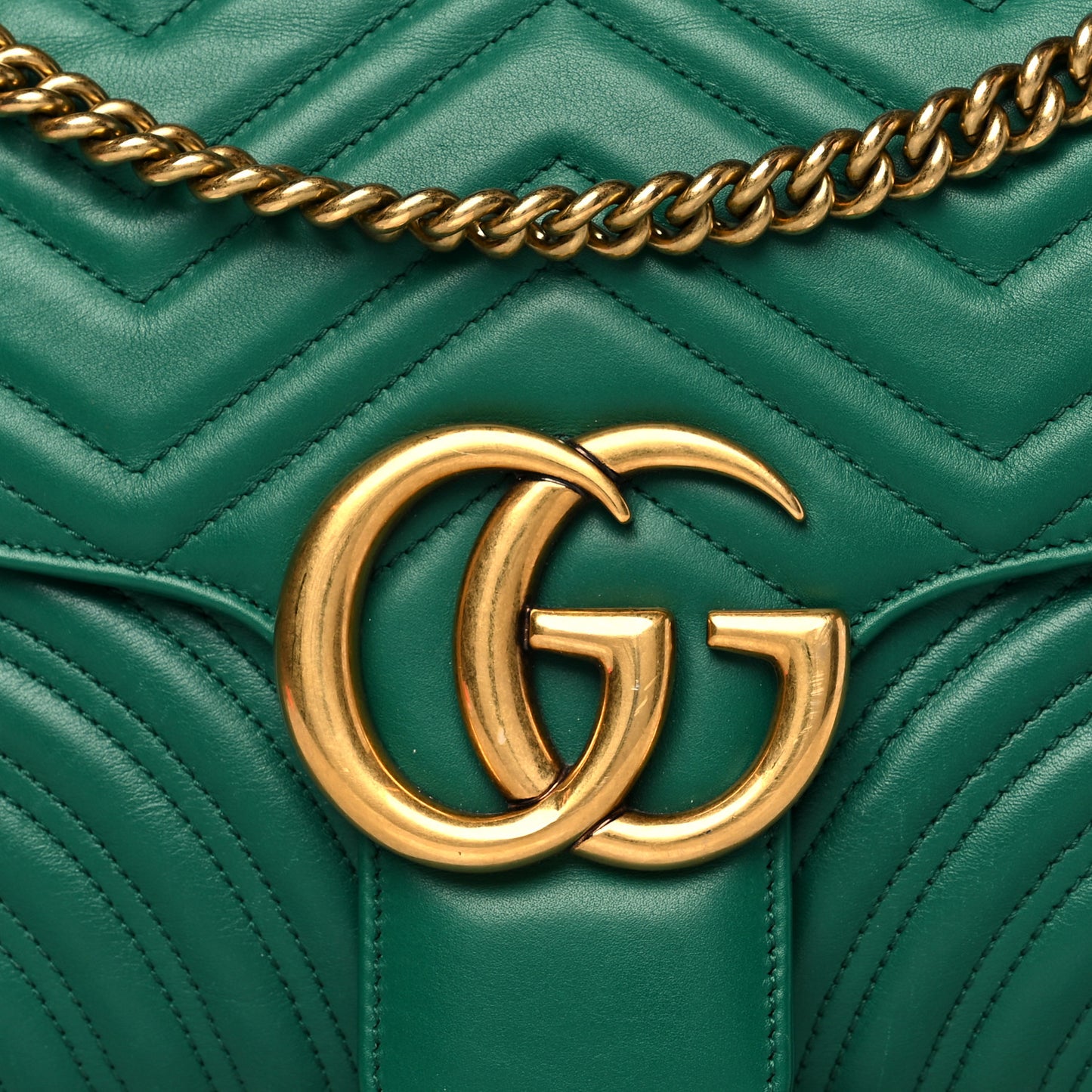 Calfskin Matelasse Medium GG Marmont Shoulder Bag Emerald Green