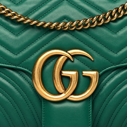Gucci Calfskin Matelasse Medium GG Marmont Shoulder Bag Emerald Green 8 of 12