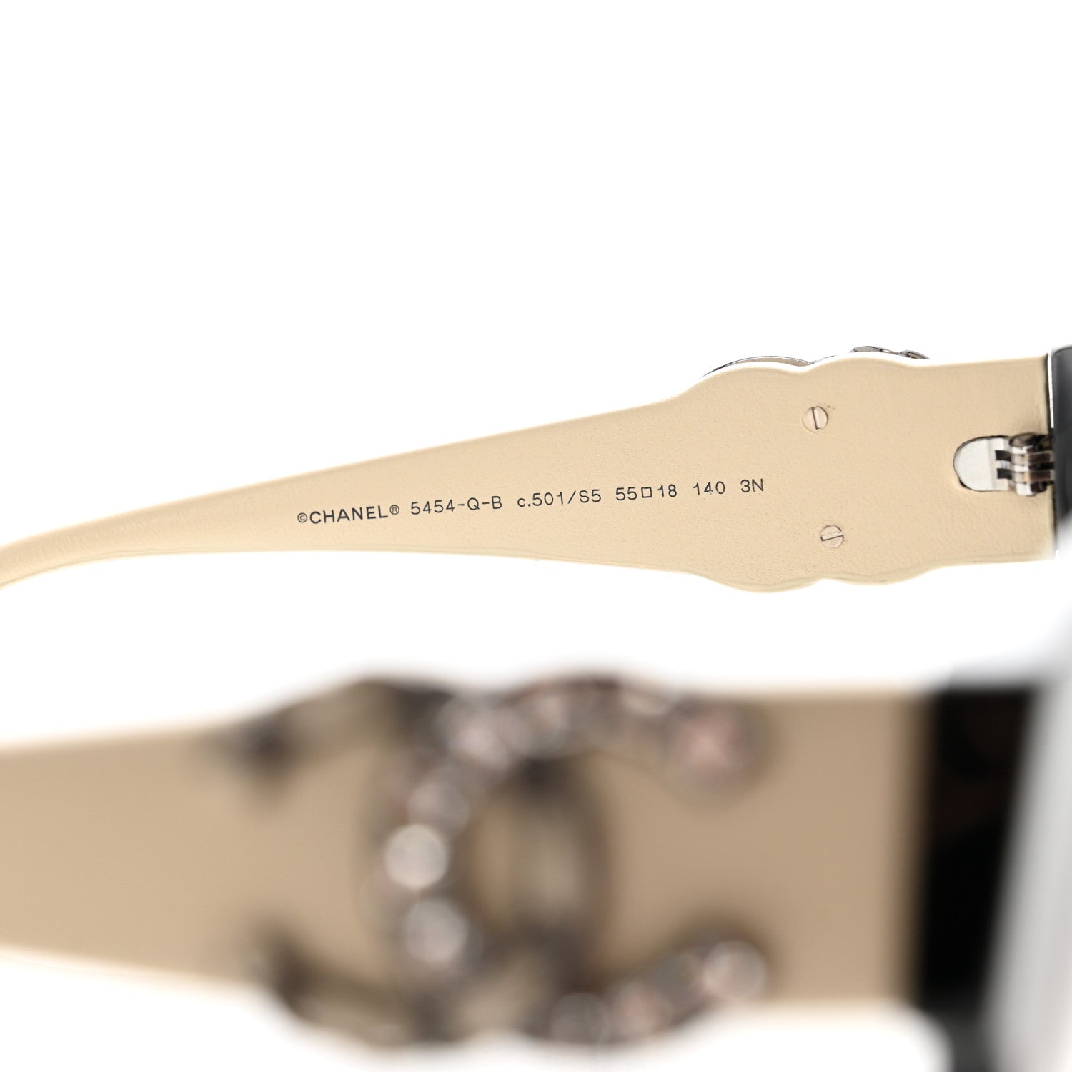 Chanel Acetate Lambskin Crystal Baguette Chain CC Sunglasses 5454-Q-B Black Beige 5 of 9