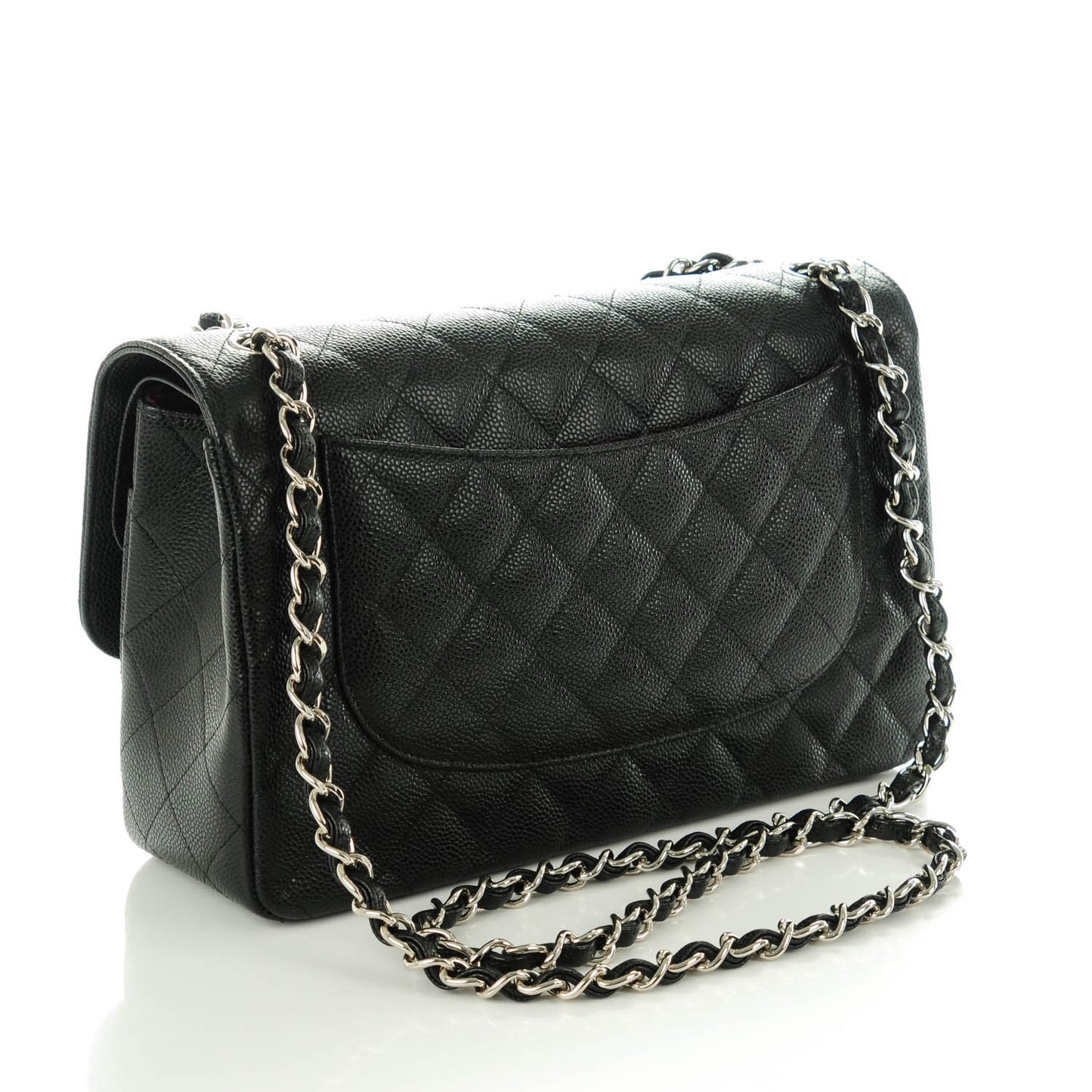 Caviar Quilted Jumbo Double Flap Black