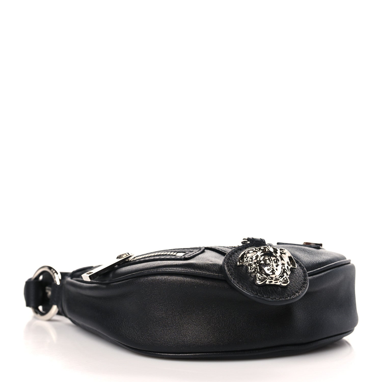 Versace Calfskin Mini Repeat Zip Hobo Black 4 of 8