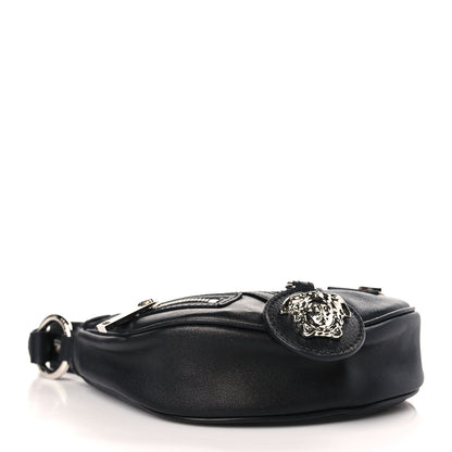 Versace Calfskin Mini Repeat Zip Hobo Black 4 of 8