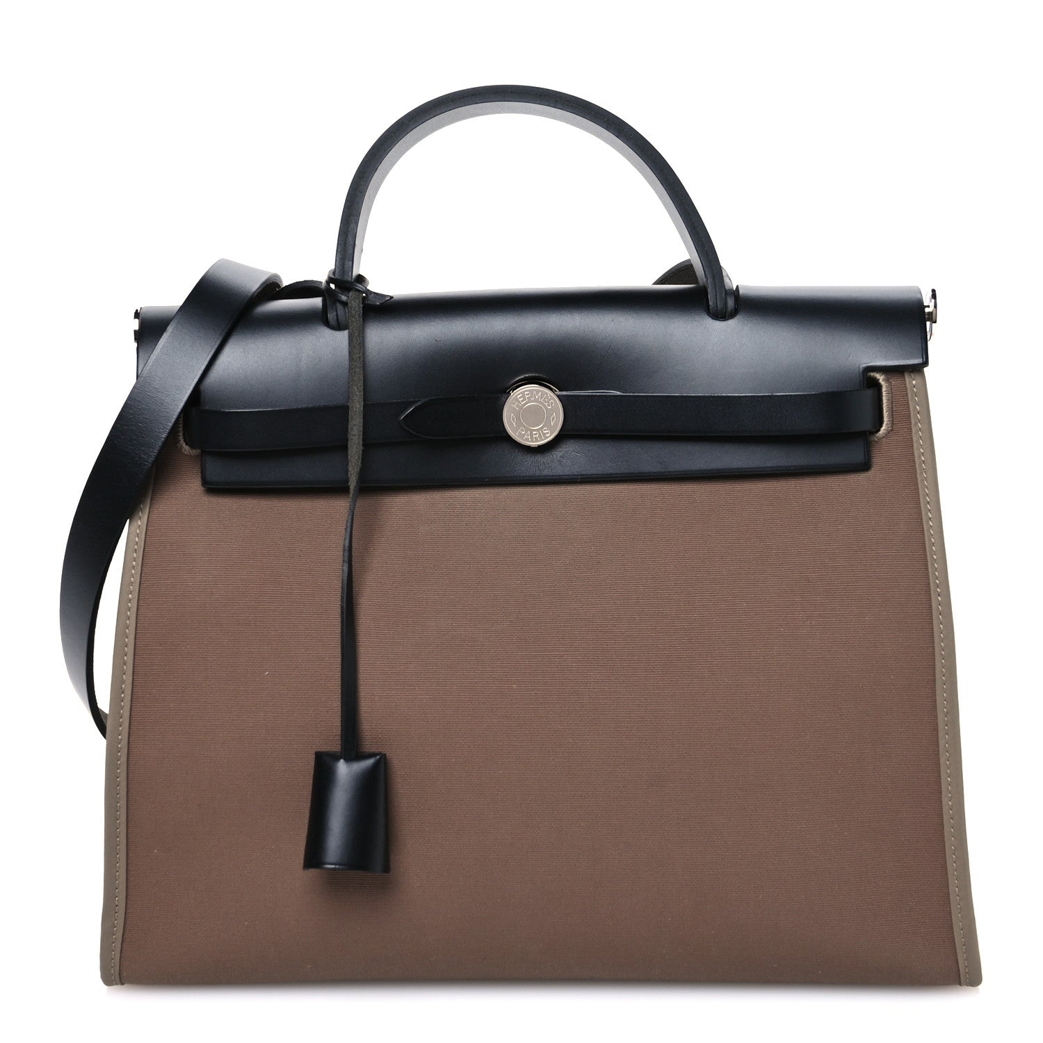 Hermes Vache Hunter Toile Herbag Zip 31 PM Etoupe Black 1 of 12