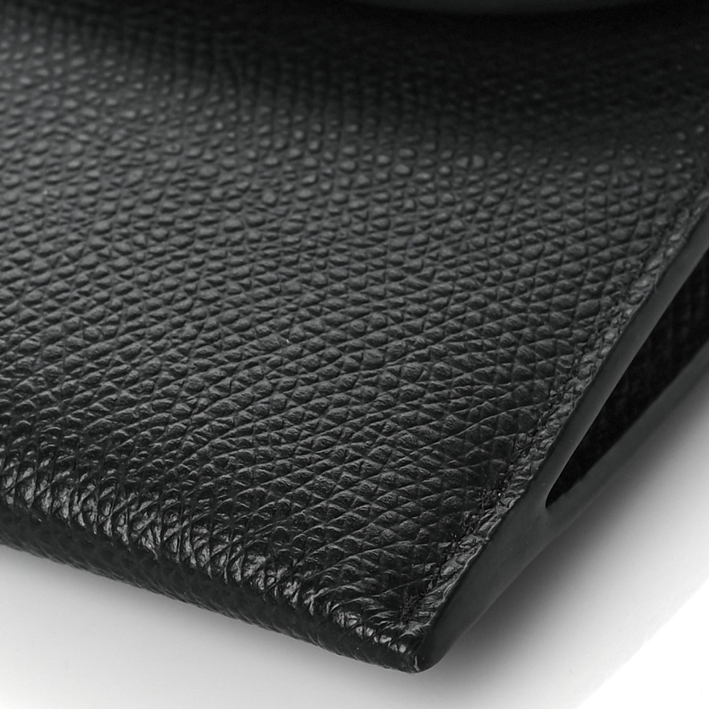 Grained Calfskin Saddle Chain Wallet Pouch Black