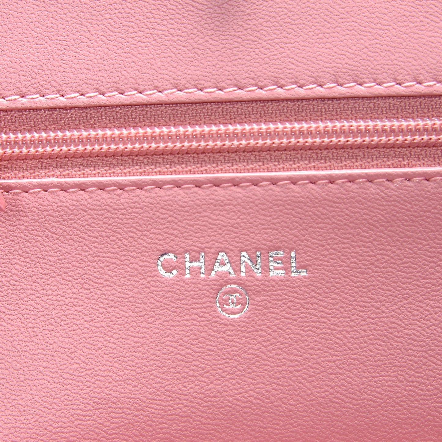 Lambskin Camellia Embossed Wallet On Chain WOC Pink