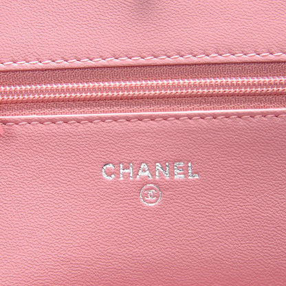 Chanel Lambskin Camellia Embossed Wallet On Chain WOC Pink 6 of 8
