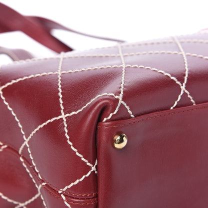 Chanel Calfskin Wild Stitch Large Tote Burgundy 9 of 13