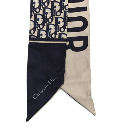 Christian Dior Silk Oblique Mitzah Scarf Blue 2 of 3