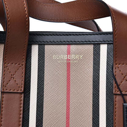 Burberry E-Canvas Stripe Small Portrait Tote Bag Brown 7 of 13