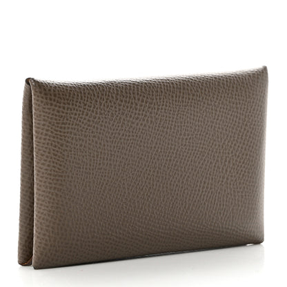 Hermes Epsom Horseshoe Calvi Card Case Etain Jaune Ambre 3 of 8