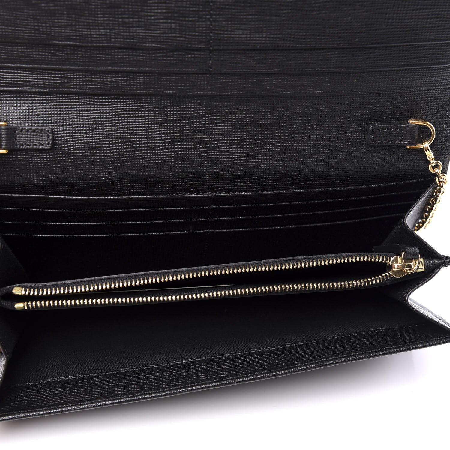 Fendi Vitello Elite Studded Monster Continental Wallet on Chain Black 7 of 12