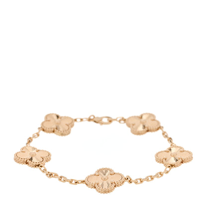 Van Cleef & Arpels 18K Yellow Gold 5 Motifs Guilloche Vintage Alhambra Bracelet 1 of 5