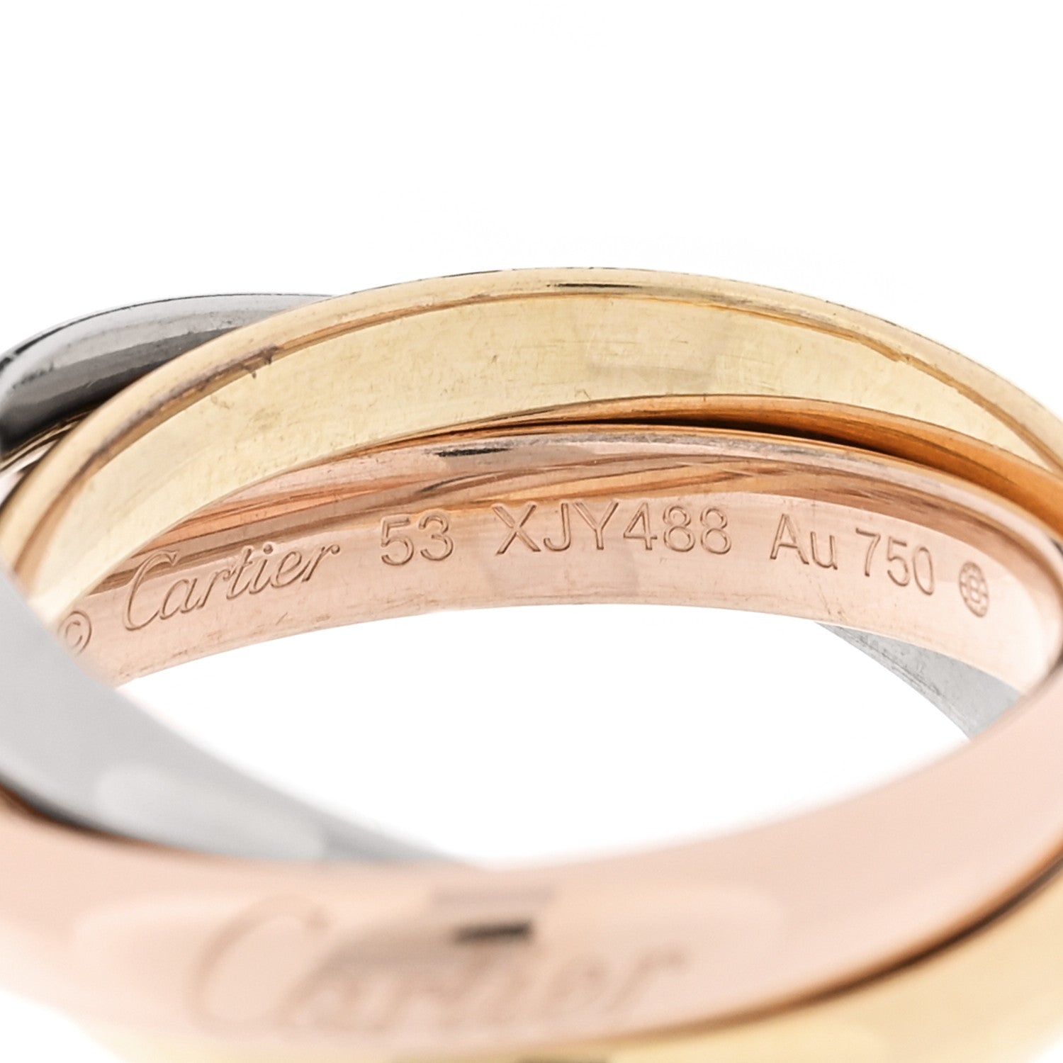 Cartier 18K Pink Yellow White Gold Classic Trinity Ring 53 6.5 4 of 5