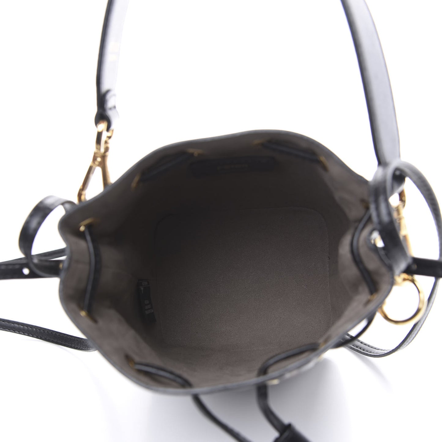Vitello Liberty F is Fendi Bi-Color FF 1974 Embossed Mini Mon Tresor Bucket Bag Maya Black