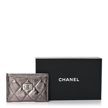 Chanel Metallic Aged Calfskin Quilted Reissue Card Holder Silver 10 of 10