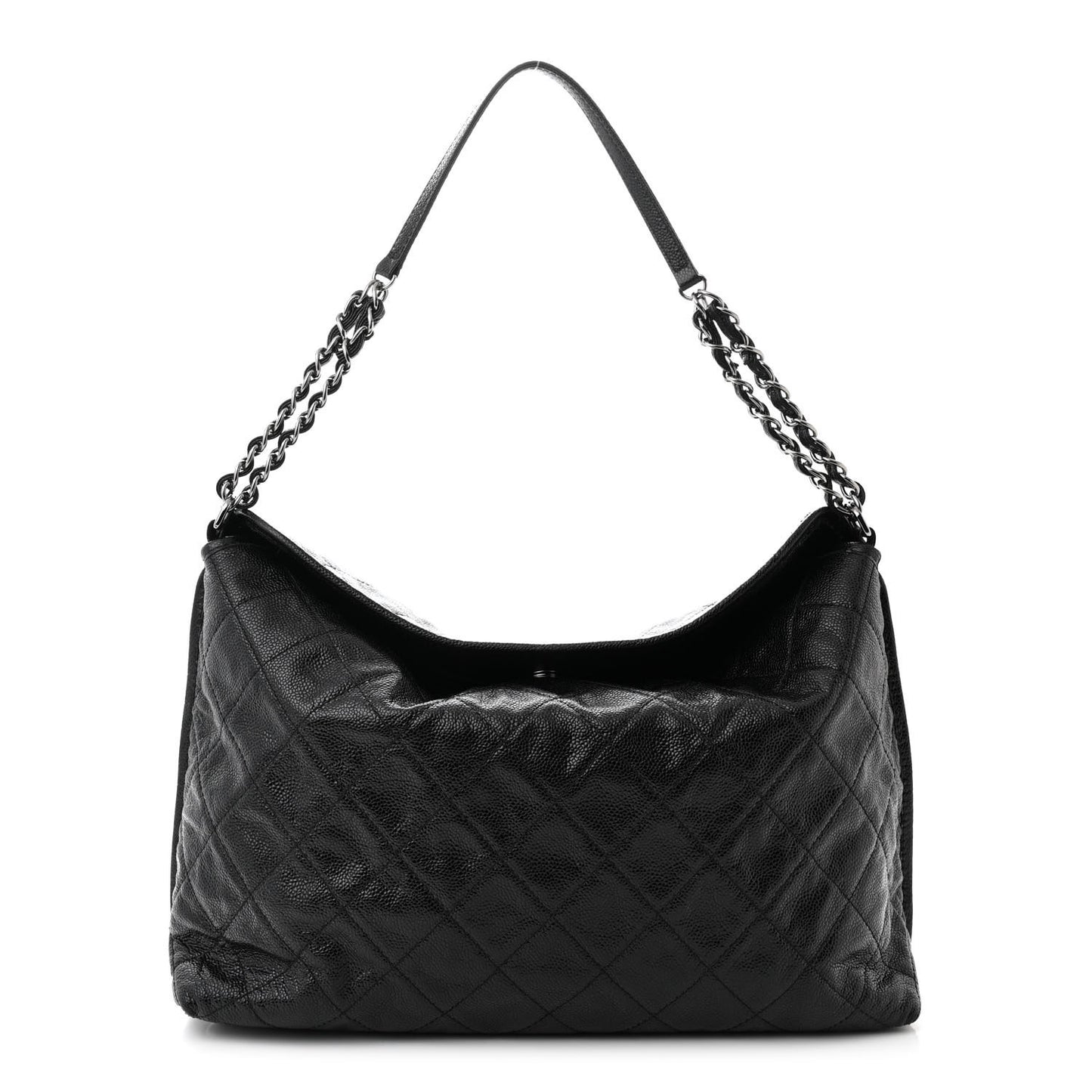 Caviar Quilted French Riviera Shoulder Bag Black