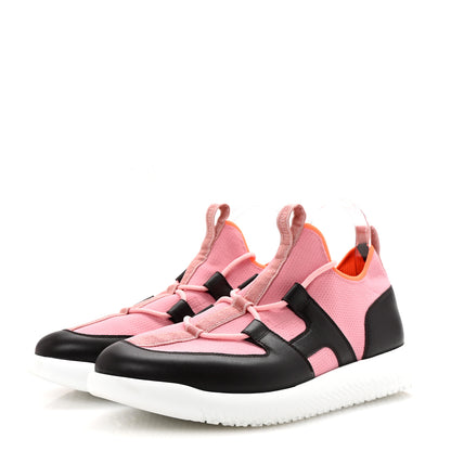 Hermes Technical Canvas Calfskin Mens Duel Sneakers 43 Pink Brown 4 of 8