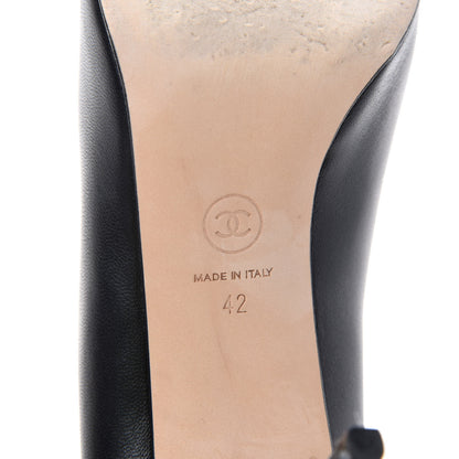 Chanel Lambskin Calfskin Patent Cap Toe CC Pumps 42 Black 9 of 11