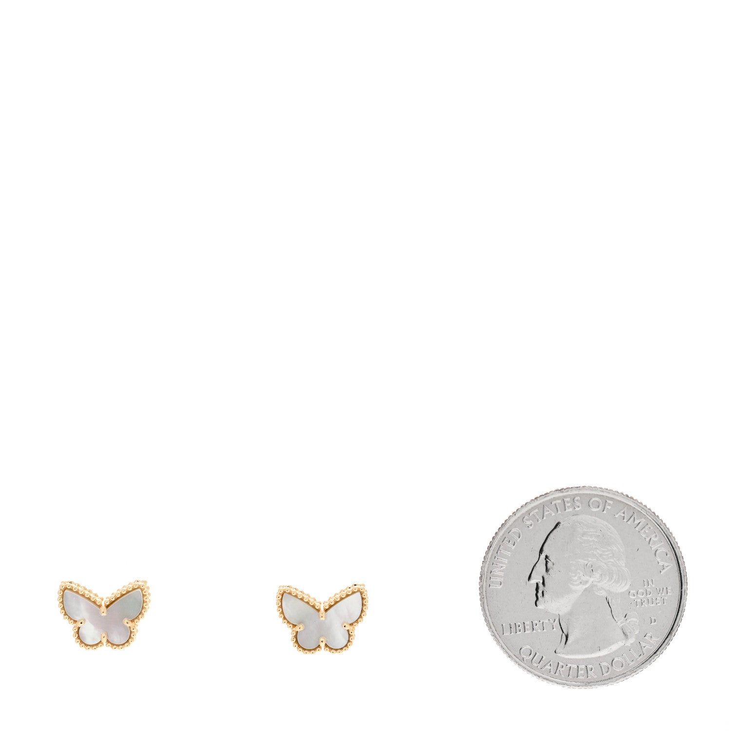 Van Cleef & Arpels 18K Yellow Gold Mother of Pearl Sweet Alhambra Butterfly Earrings 2 of 5
