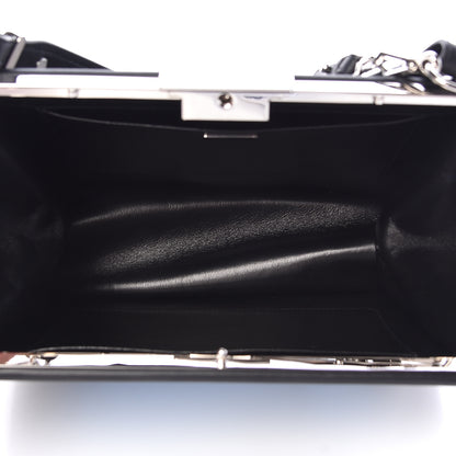 Prada City Calfskin Palm Tree Print Light Frame Bag Black Mare 6 of 11