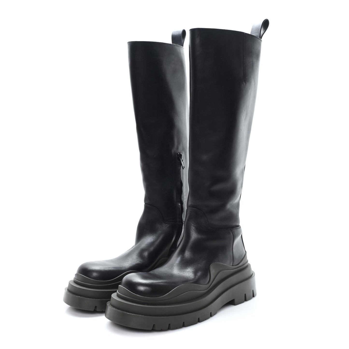 Calfskin The Tire High Boots 36 Black Camping