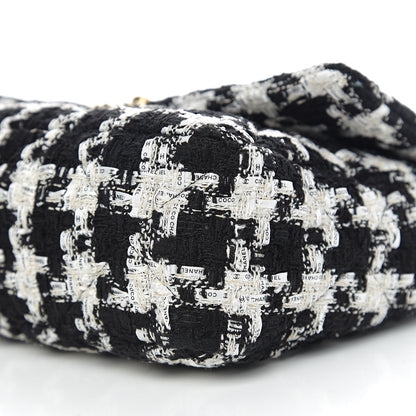Chanel Tweed Quilted Large 19 Flap Black Ecru White 8 of 10