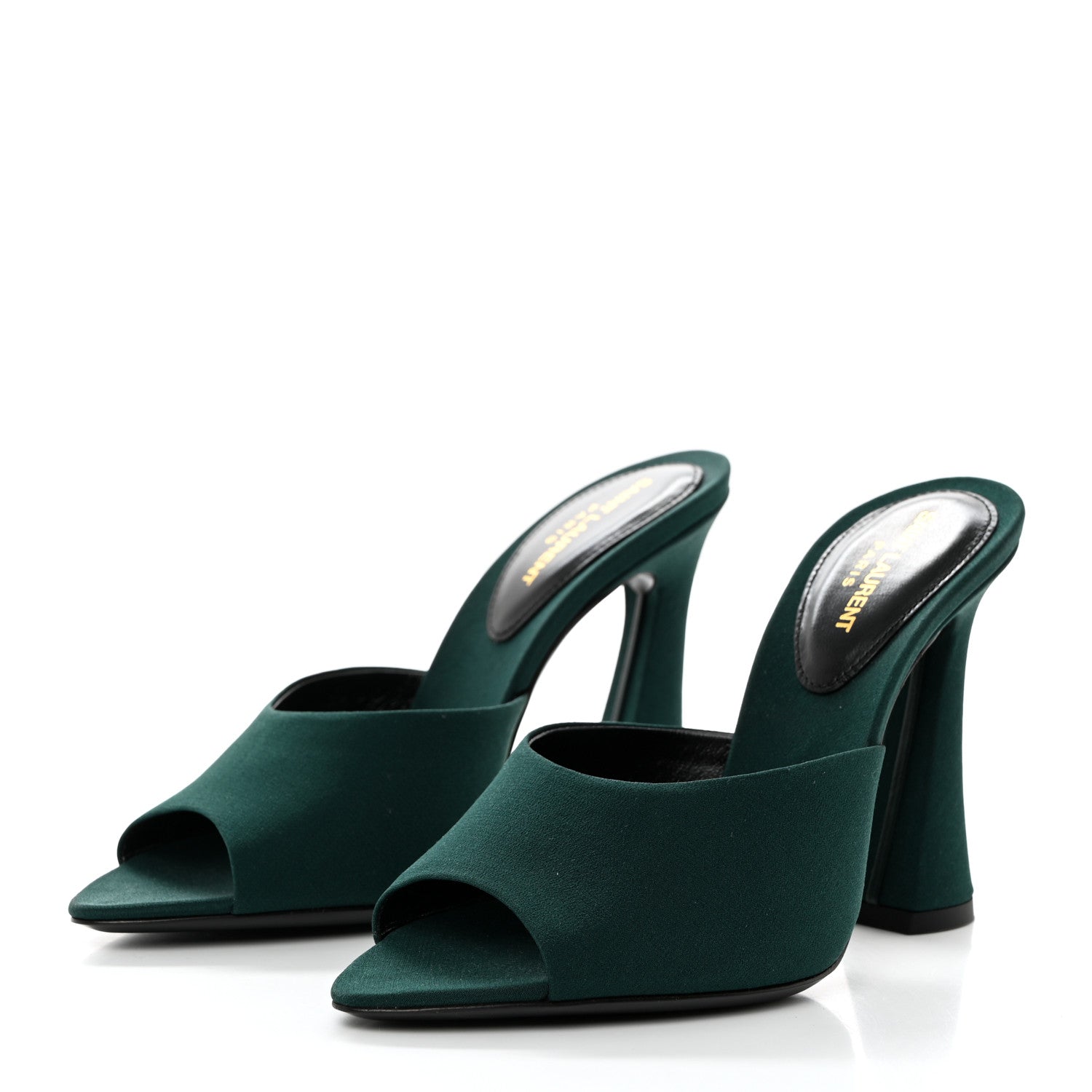 Saint Laurent Crepe De Chine Suite Mule Sandals 35 Vert Bouteille 3 of 7