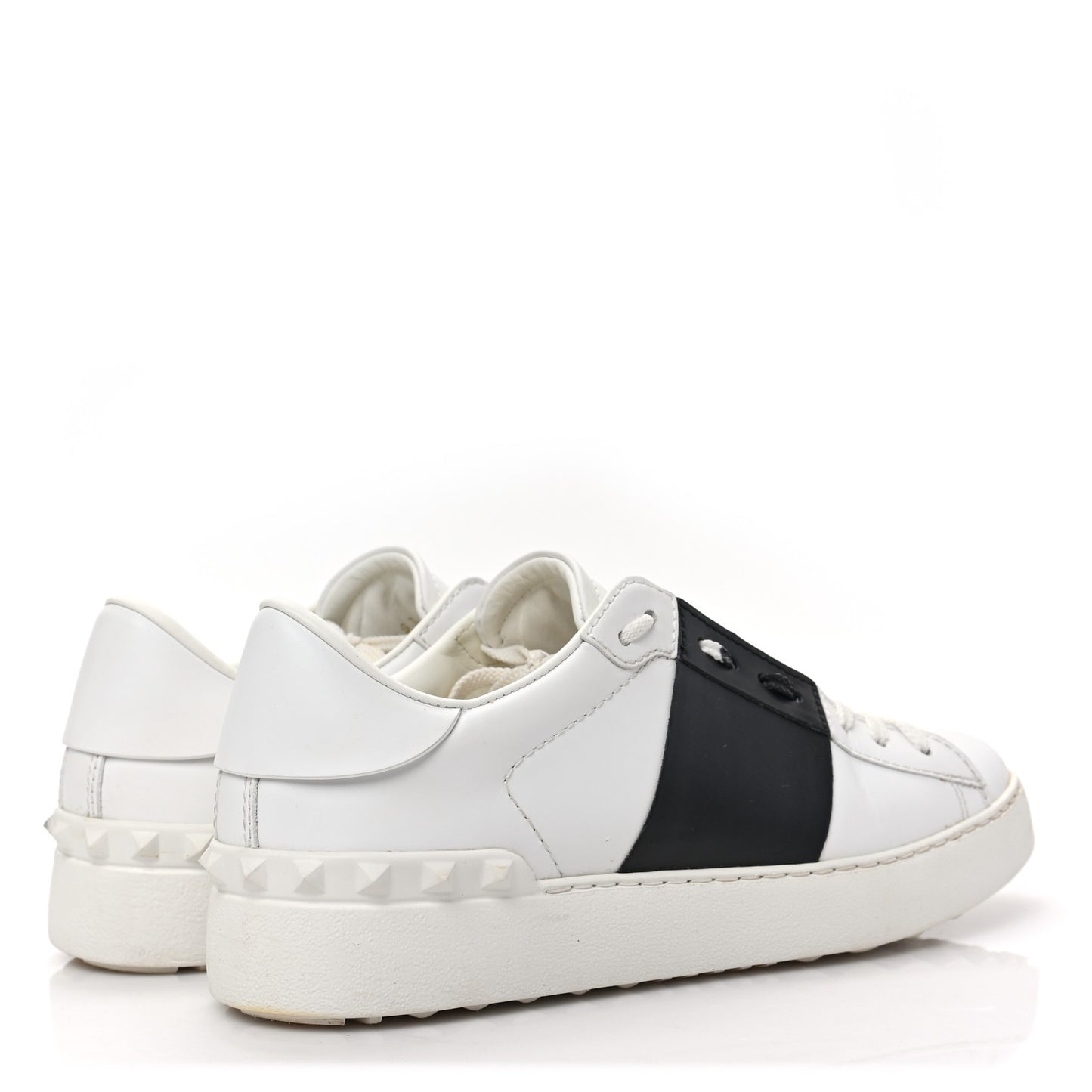 Calfskin Rockstud Untitled Open Sneakers 38 White Black