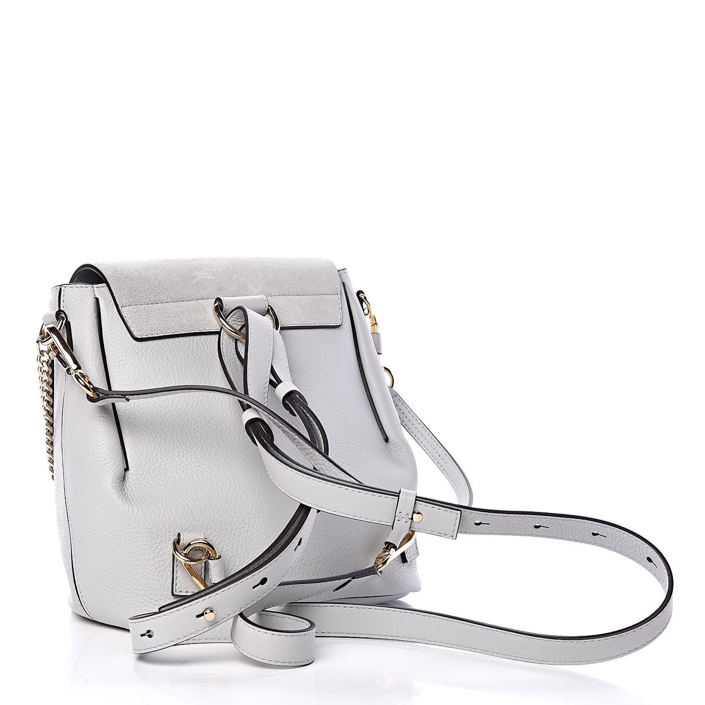 Suede Calfskin Small Faye Backpack Airy Grey