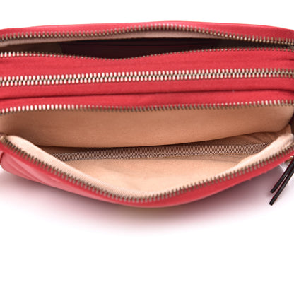 Gucci Calfskin Matelasse Mini GG Marmont Chain Crossbody Bag Hibiscus Red 6 of 13