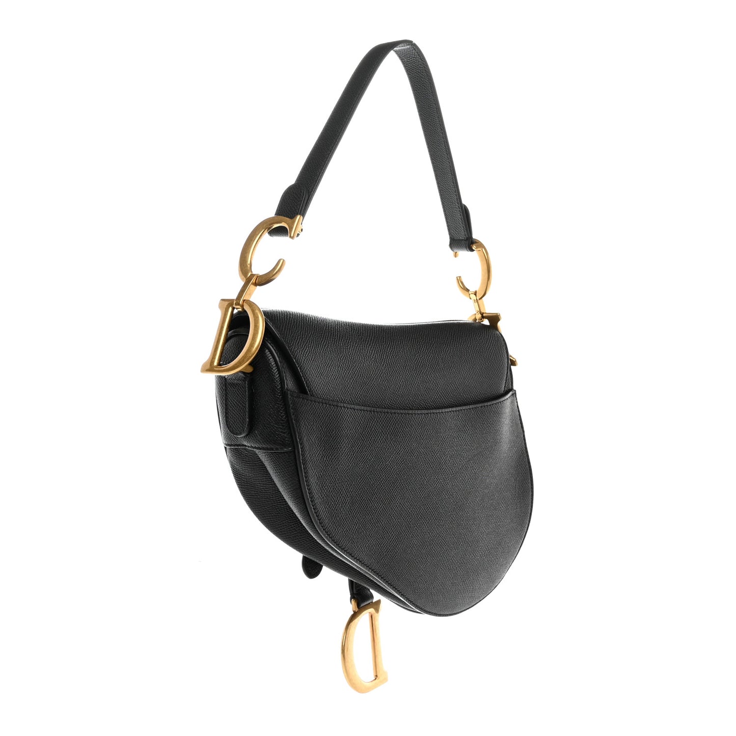 Grained Calfskin Saddle Bag Black