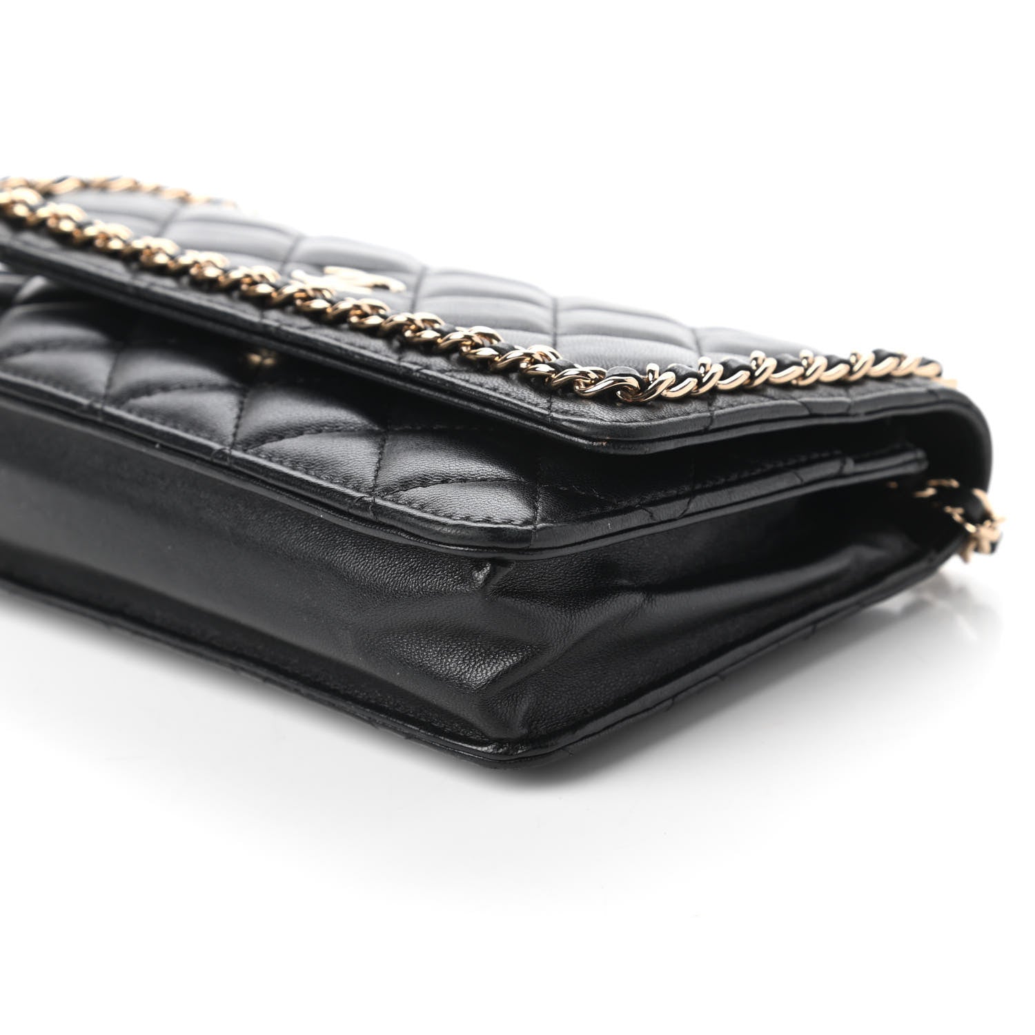 Chanel Lambskin Quilted Chain Around Wallet On Chain WOC Black 7 of 12