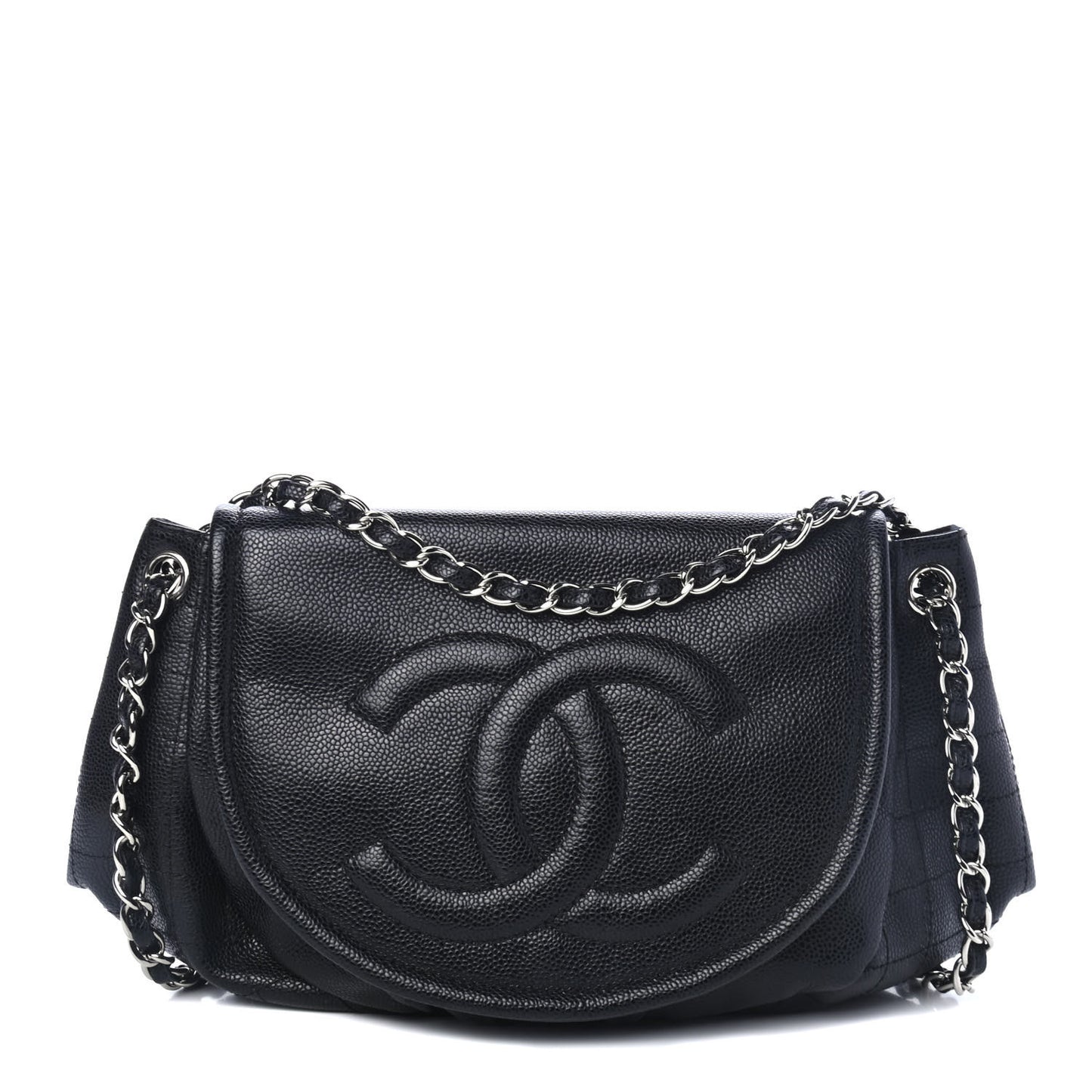 Caviar Half Moon Large Flap Black
